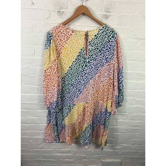 Eloquii Women's Elements Tiered Dress 3/4 Sleeve Rainbow Dot Print Multi Size 18 - Picture 4 of 7